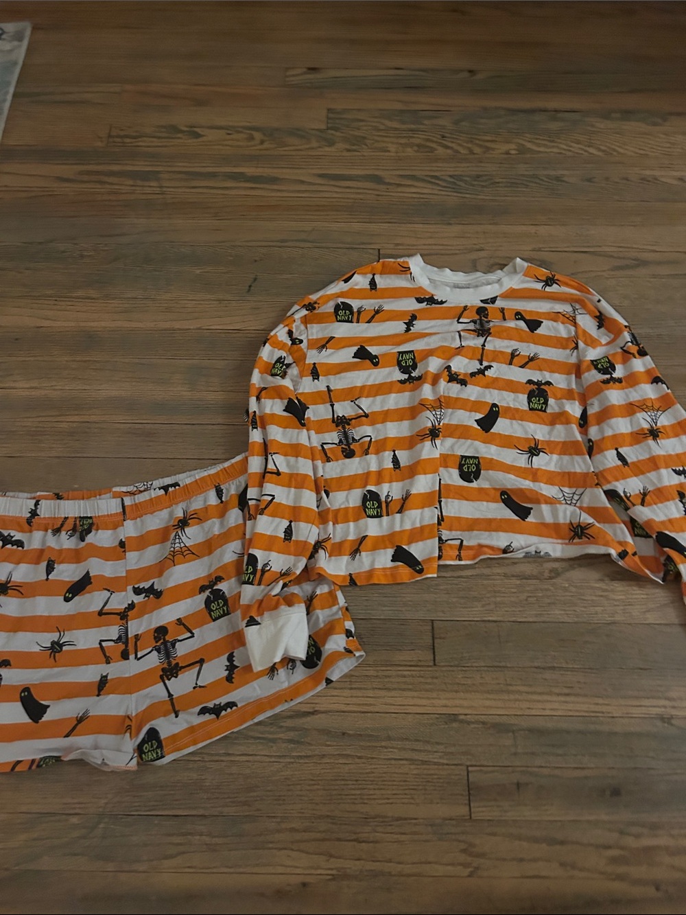 Old Navy Orange and White Striped Halloween Pajama Set